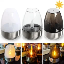 Solar Candle Light Flameless LED Night Lights Stainless Steel Waterproof Lawn Light Outdoor Garden Birthday Party Decors