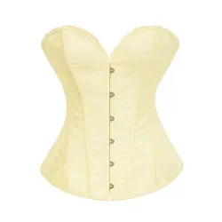 Yellow Jacquard Boned Gothic Overbust Corset Top Women High Quality Victorian Bustier Burlesque Costume Sexy Corselet Feminino