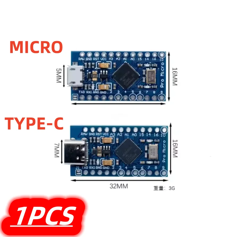 1Pcs/lot New Pro Micro for arduino ATmega32U4 5V/16MHz Module with 2 row pin header For Leonardo 100% New Best quality