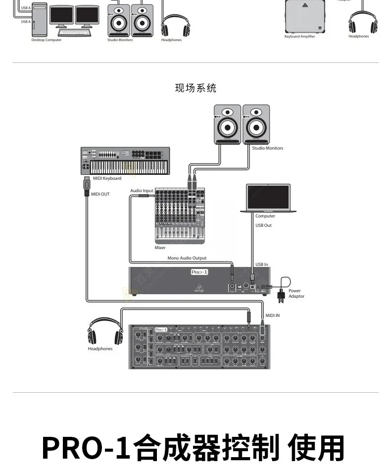 Sintetizzatore analogico monocolore PRO-1, doppio oscillatore 16 matrice di nastri a catena polifonici