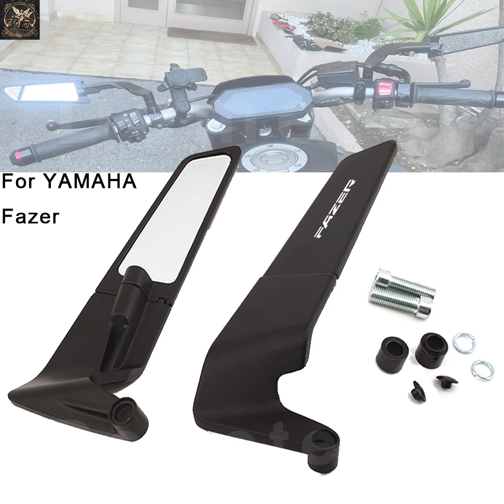 Logo For YAMAHA Fazer Mirrors Stealth Winglets Mirror Caps Motorcycle Accessories M8 M10 Mirror Hole