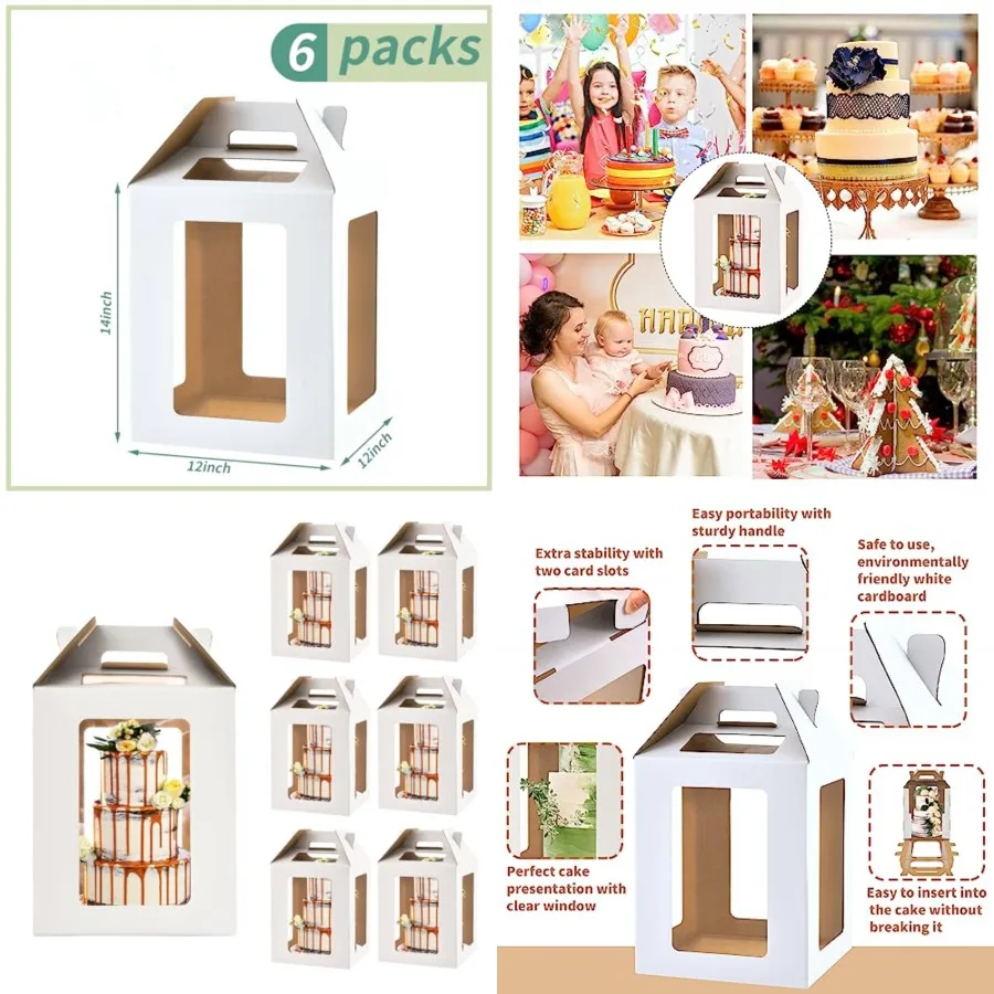 

12inch Tall Cake Boxes with windows, 12x12x14 Tall Cake Carrier, Tiered Cake Box, Layer Cake Box, large cake box, Ideal for 10