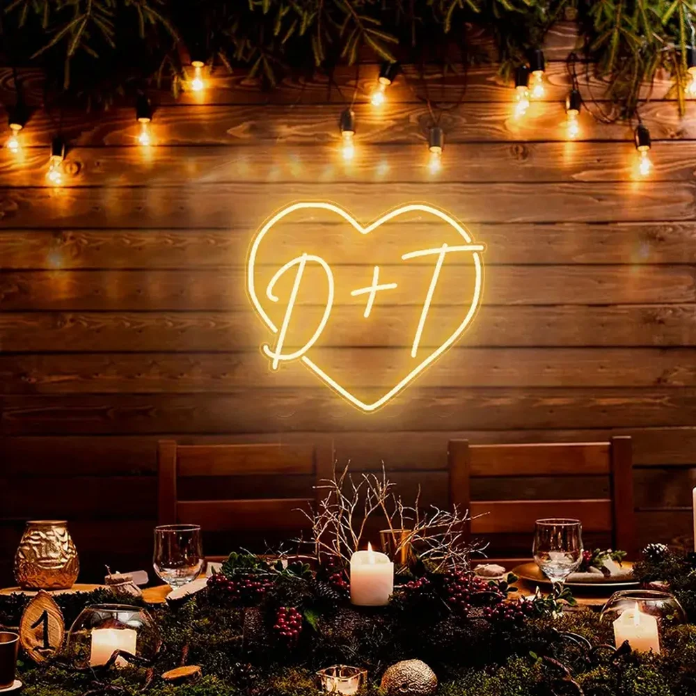 Custom Neon Sign with Initials -Personalized Heart- USB Powered, Perfect for Proposals, Engagements, Anniversaries Christmas