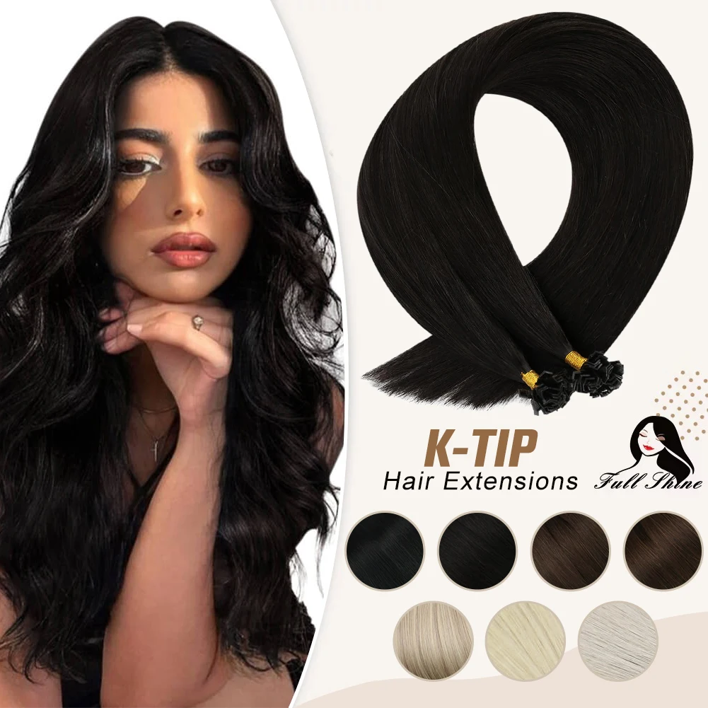 Full Shine Hair K-tip Hair Extensions Human Hair Straight Keratin Human Fusion Natural Hair Extensions Keratin Bond Hair Bundles