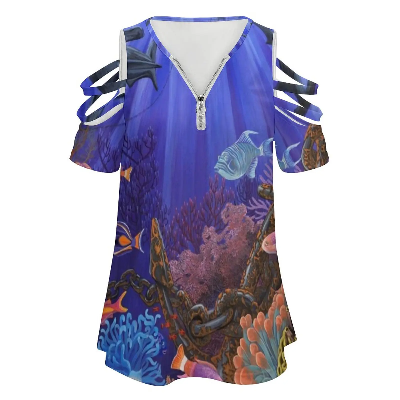 Underwater Coral Reef Woman's T-Shirt Spring And Summer Printed T Shirts Various styles T-shirts Underwater Anchor Coral Reef