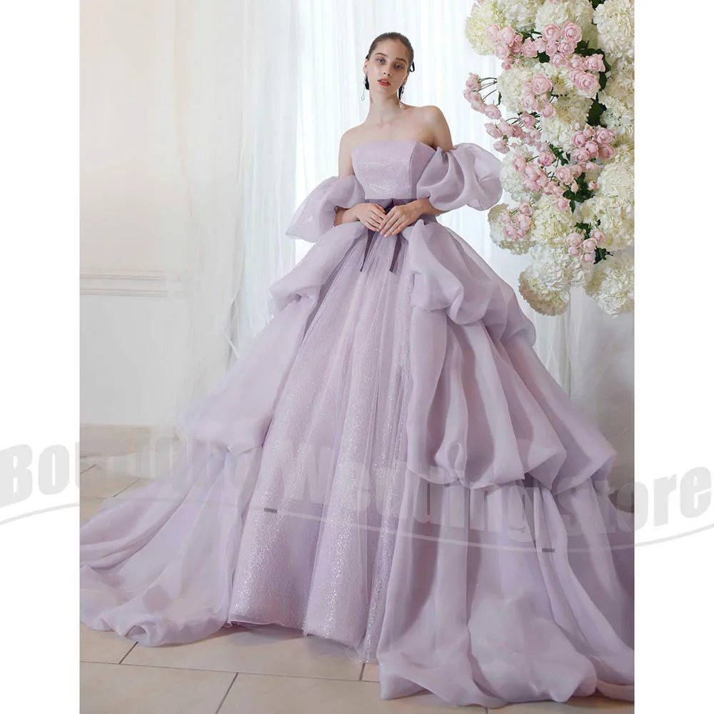 Elegante avondjurk voor dames, chique strapless geplooide baljurk met lovertjes, mode sweeptrein, glanzende romantische galajurk