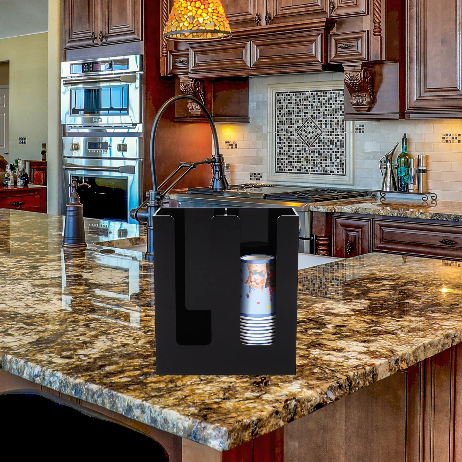 

Disposable Cup Dispenser Acrylic Paper Cup Holder Practical Dustproof Organizer Tabletop Storage for Home Office