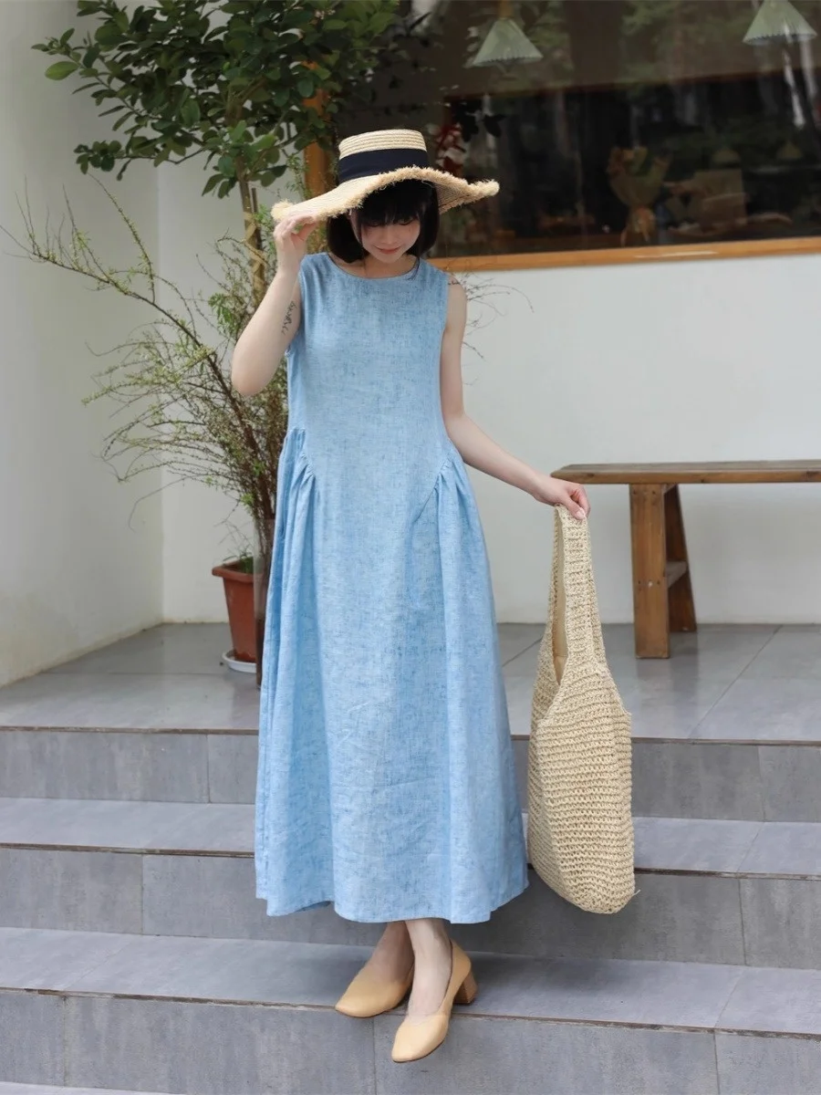 

Ele, простое летнее новое поступление, женский свободный жилет, хлопковая длинная юбка, милая груша, подходит для тела