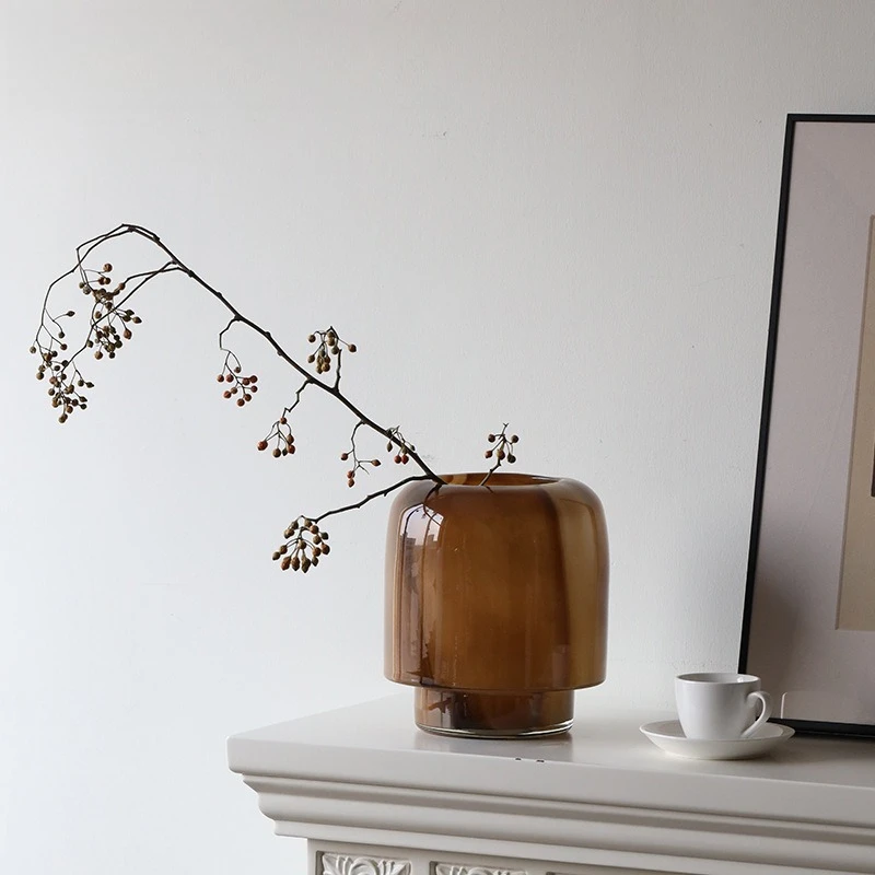 

Medieval glass vase, tea brown desktop water raising flower arrangement decorative flower utensil batch