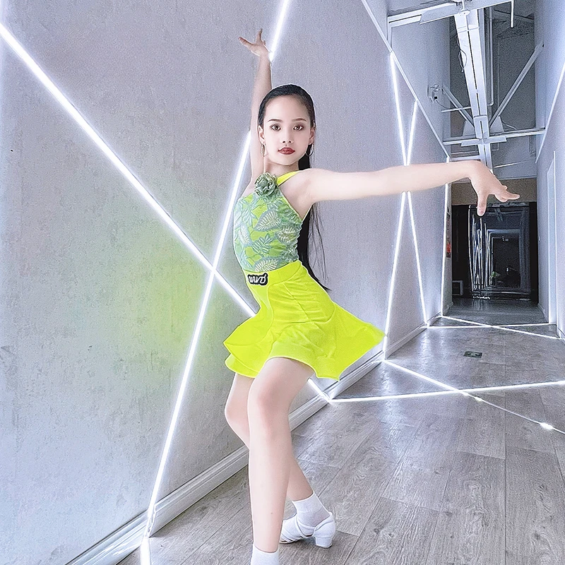 Cha Cha Tango Rumba ชุดเต้นรําละตินสําหรับสาวการฝึกอบรม Samba Salsa เต้นรําเสื้อผ้าเด็กการแข่งขัน Ballroom Dresses เครื่องแต่งกาย