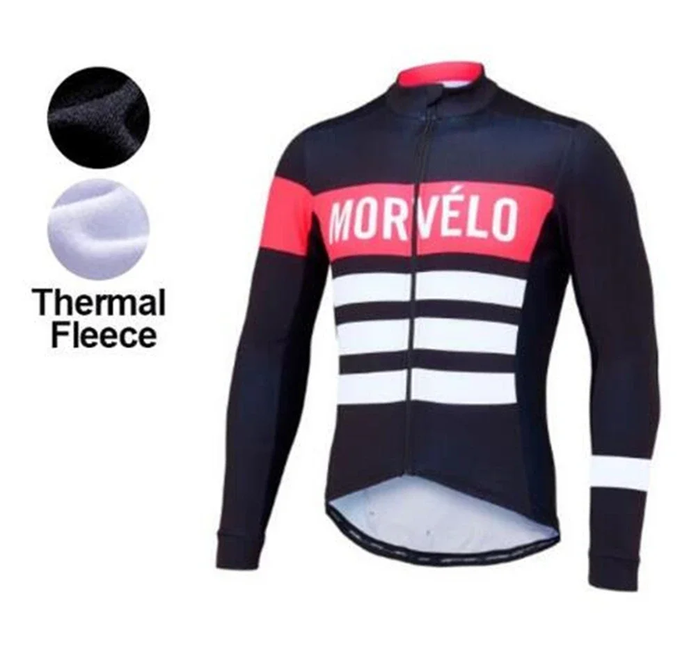 2023 Morvelo Winter Thermal Fleece Cycling Jersey Men Clothing Long Sleeve Jacket MTB Maillot Ropa Ciclismo Hombre