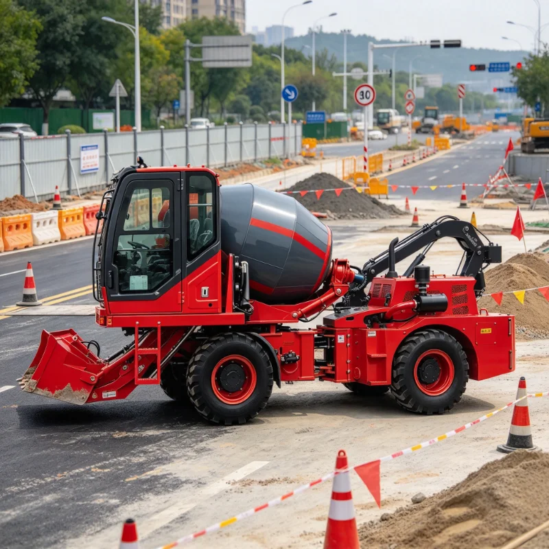 Mobile Self Loading Concrete Mixer Truck Integrated Feeding Mixing Discharge Concrete Mixing Equipment