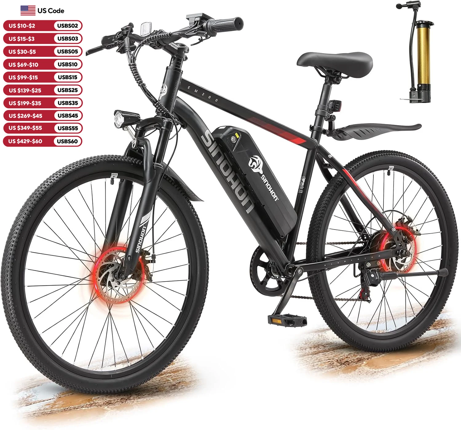 

26" Electric Bike for Adults with 500W Brushless Motor, 375Wh Battery, 7-Speed Gears, Front Suspension, 37 Miles Range,20MPH Top