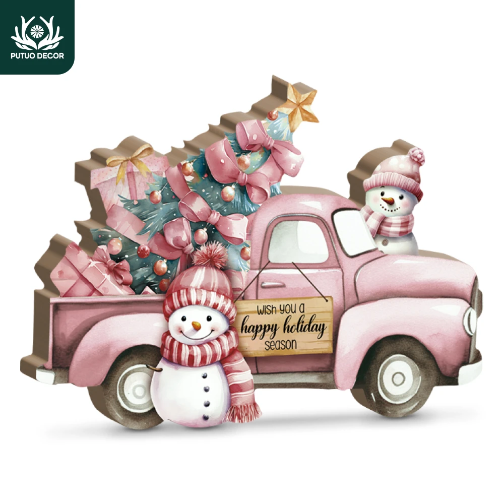 

Putuo Decor-Pink Christmas Car Table Decoration, Tabletop Decoration, Family Farm, Bedroom, Living Room,Merry Christmas, 1Pc