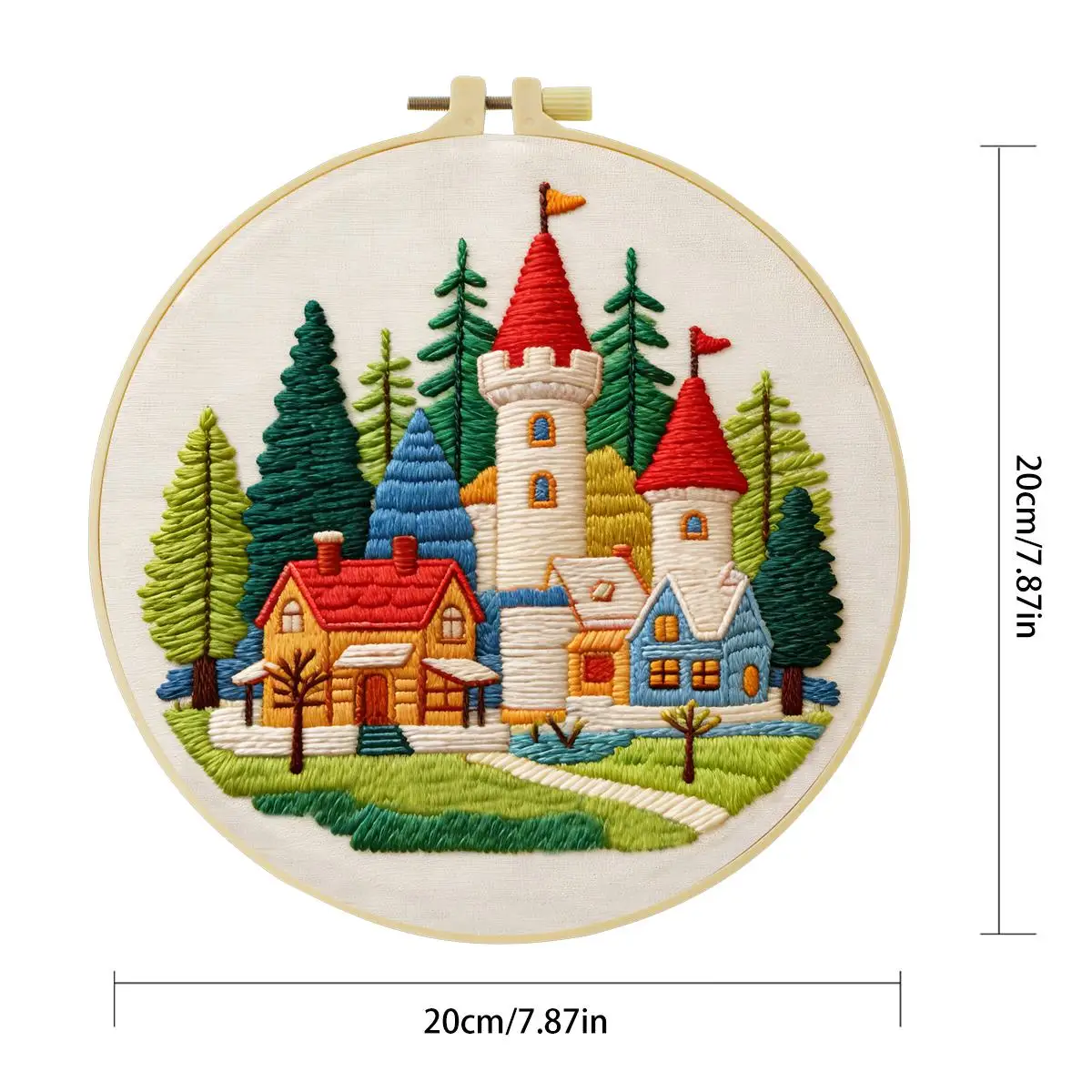 1 Stück 20X20CM/15X15CM 7,87/6,3 Zoll Schloss-Stickerei-Starter-Kit DIY-Kit DIY-Stickerei-Set Handarbeiten Nadelkunst Malerei – Detail 3