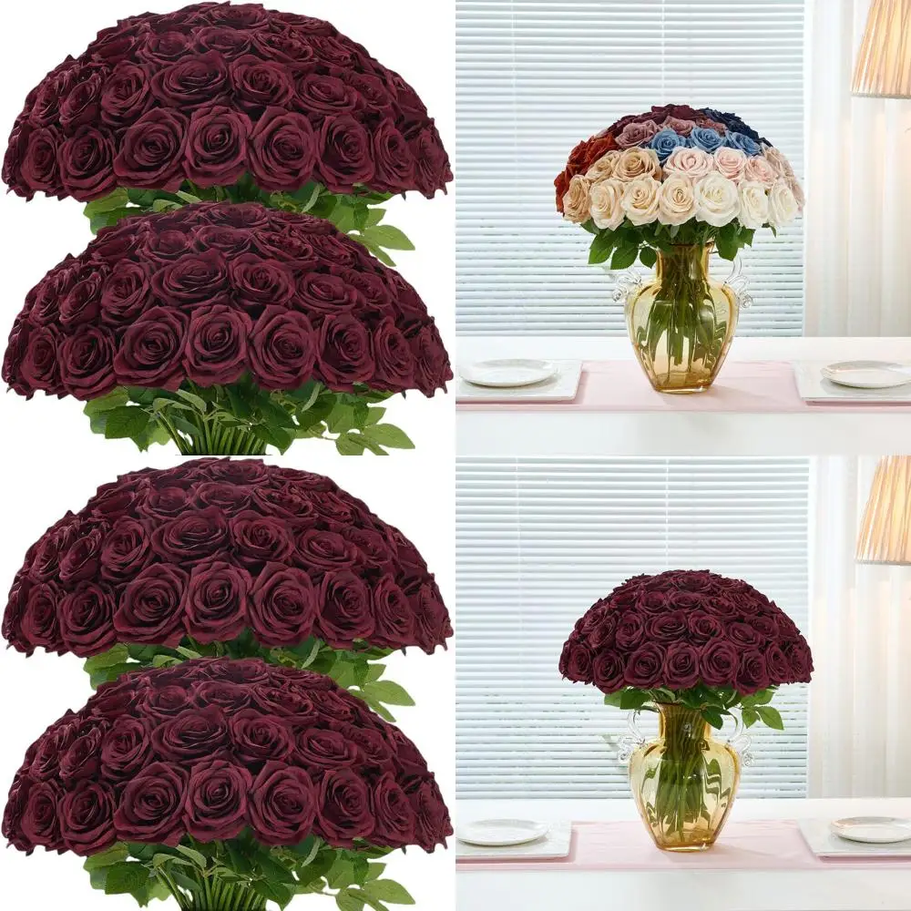 

50 шт. Премиальные искусственные шелковые розы для долговечности, идеально подходят для домашнего декора, мероприятий и свадеб