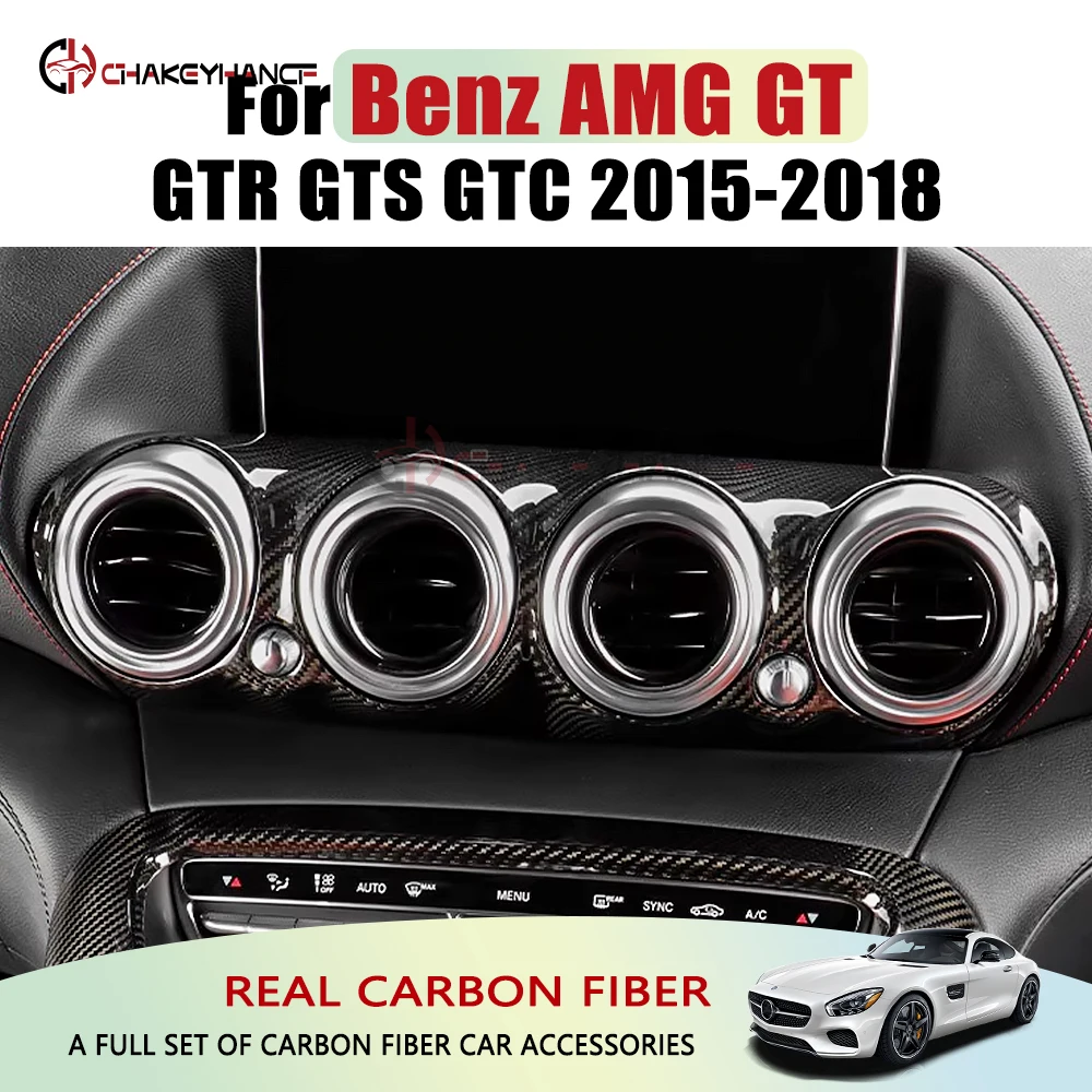 For Mercedes Benz 2019-2023 AMG GT GTR GTS C190 R190 Real Carbon Fiber Dashboard Air Outlet Vent Cover Trim Accessories