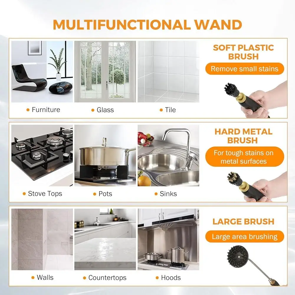 2500W Handheld Steam Cleaner High Pressure Portable Auto Detailing Steam Machine High Temperature Cleaning Kit with Water Tank