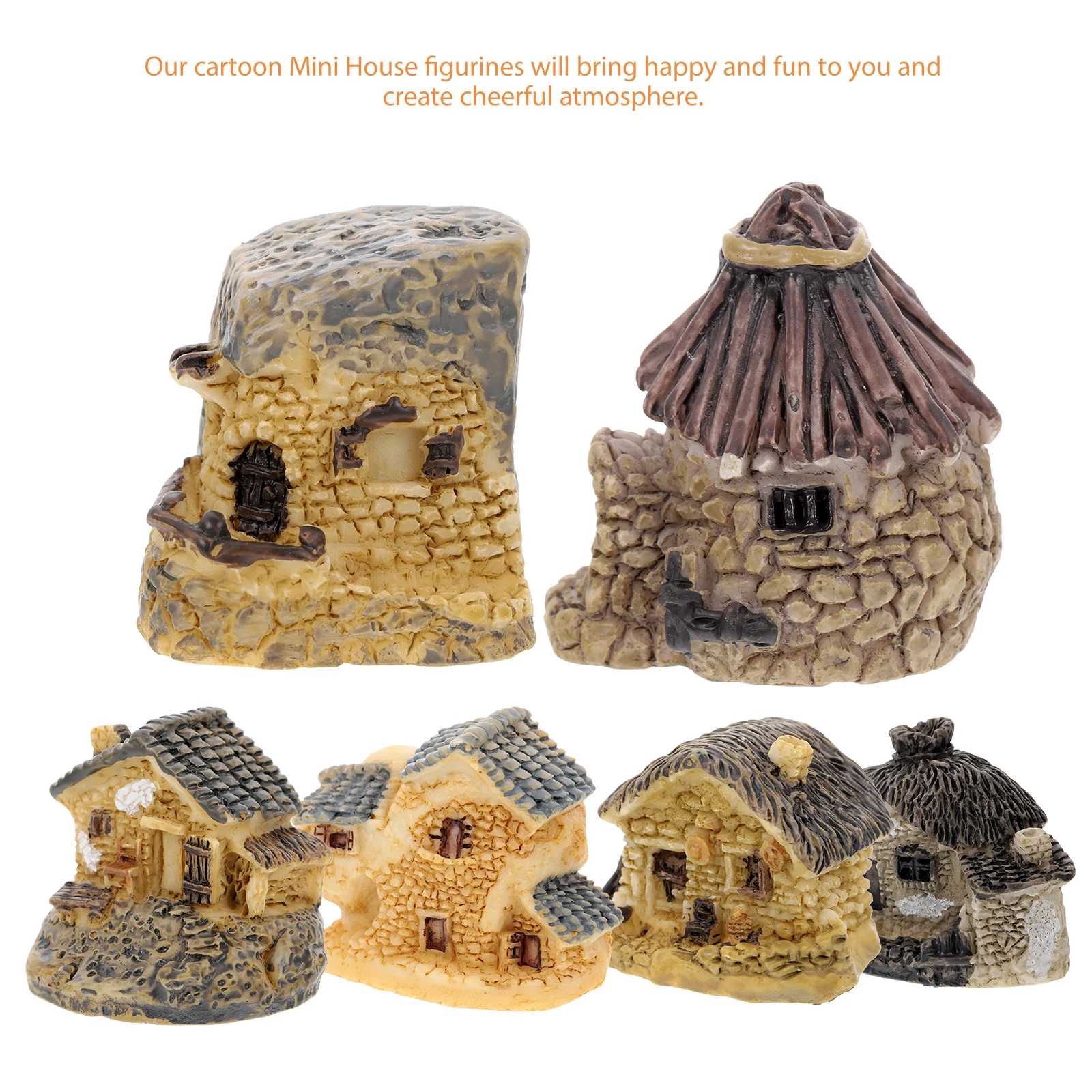 

8pcs Mini Resin House Tiny for Fairy Garden Micro L Decor Home Supplies Crafts Statue Sculpture