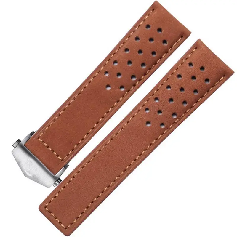 

COE Genuine Leather Watchband For TAG Heuer Watch Strap With Folding Buckle 20mm 22mm Gray Black Brown Cow Leathr Band