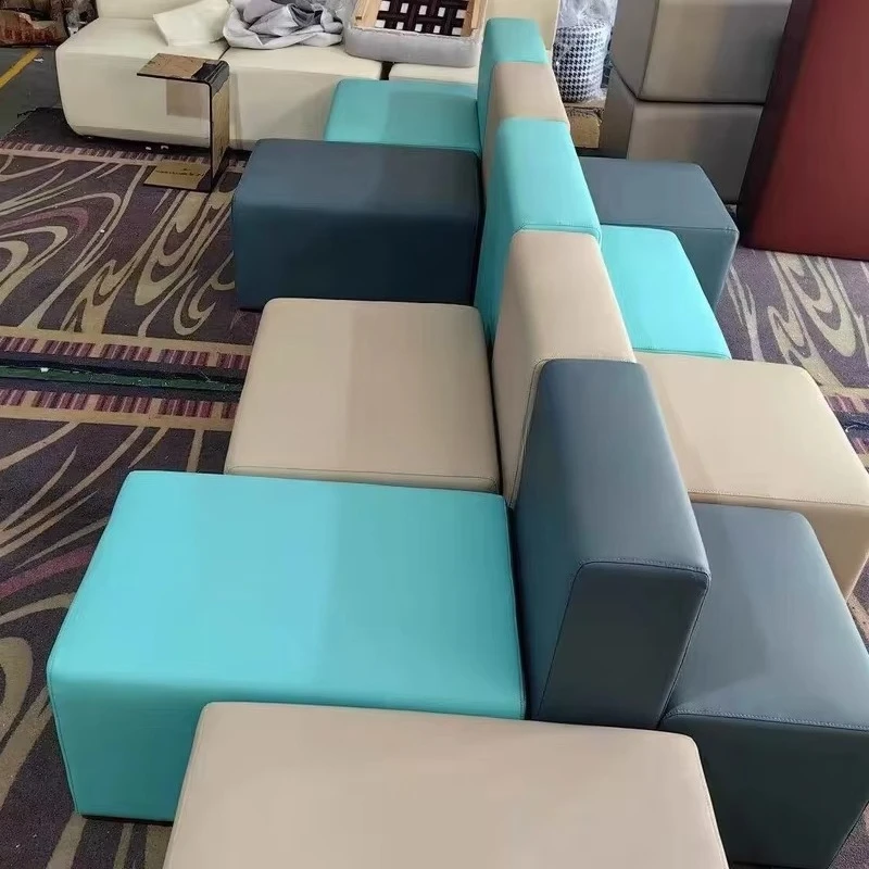 Modern Modular Office Furniture Fabric Sofa Set & Ottoman Stool for Commercial Conference Areas Lobby & Waiting Rooms