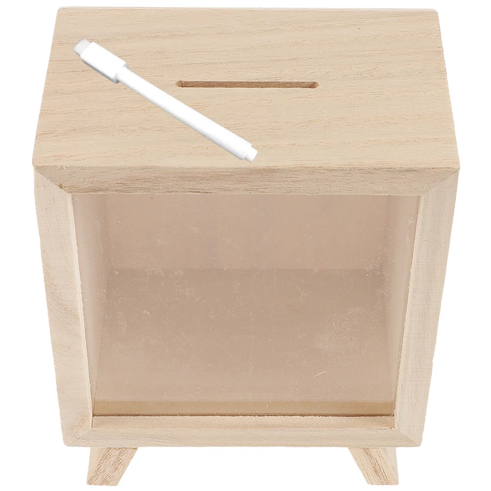 Desktop Piggy Bank Travel Banks for Kids Counter Wood Shrimp Toy Unopenable Tip Jars