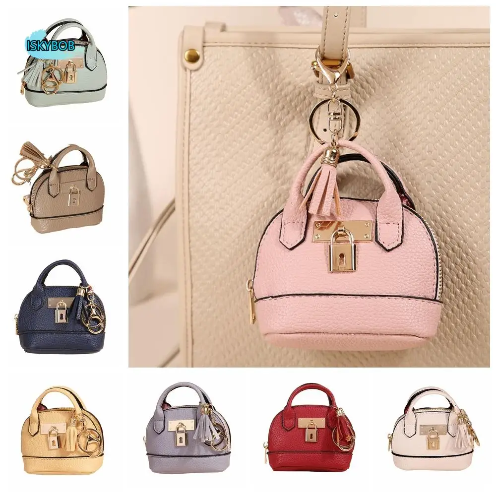 With Keychain Mini Luxury Headphone Bag Coin Purse Mini Handbag Leather Coin Bag Pendant Leather Mini Handbag Keychain