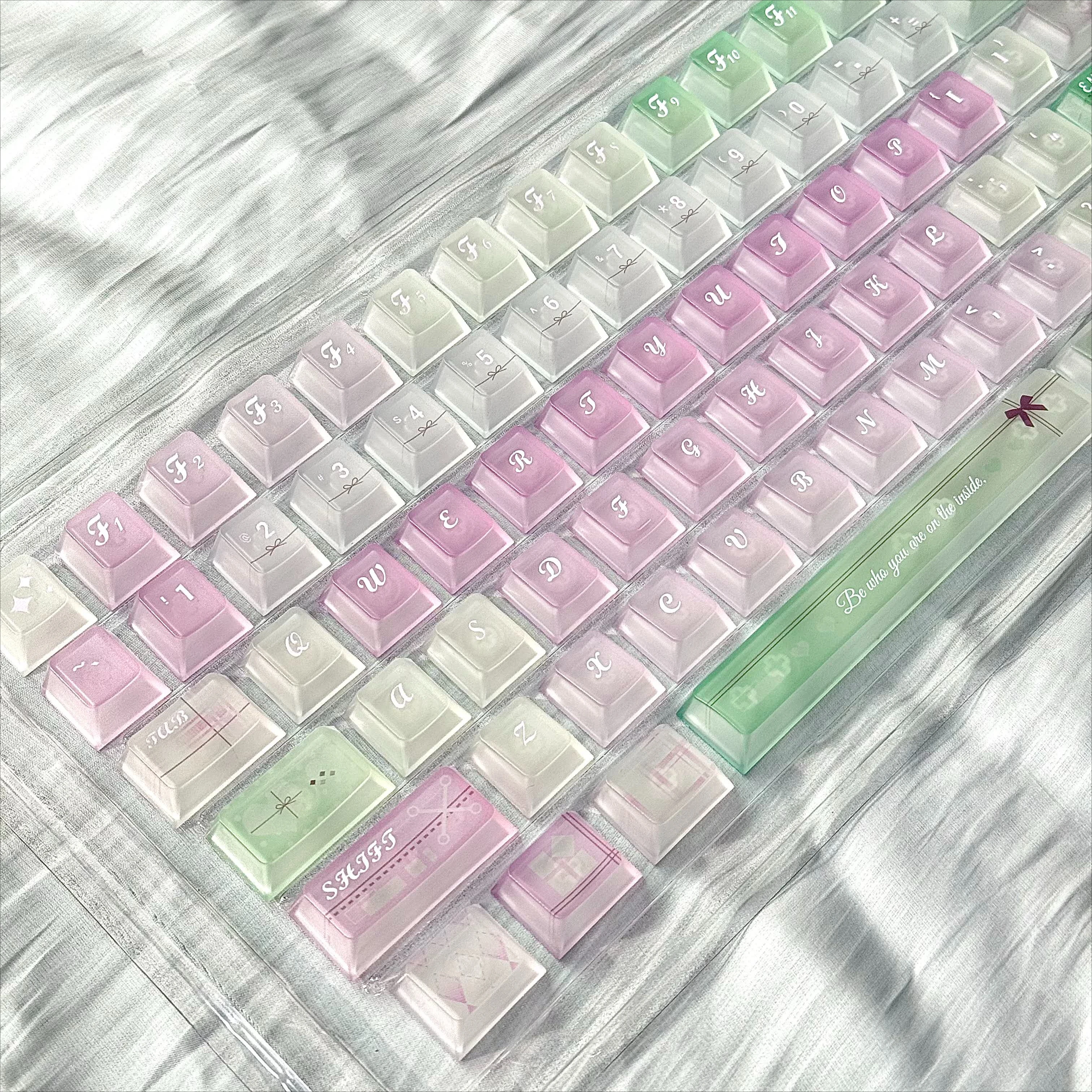 Candy Colored Matte Keycap Set PC Material Cherry Profile Transparent Key Caps for MX-Switch Mechanical Keyboards Accessories