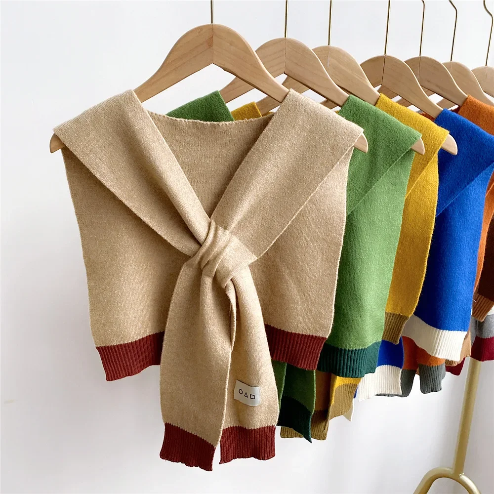 

Poncho Cloak Korean Air-conditioned Rooms Knitted Shawl Women's Spring and Autumn Knitted Cross Shawl Fashion Wrap Solid Scarf