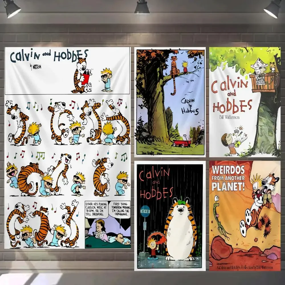 Comic C-Calvin And H-Hobbes Tapestry  Background Art Decor For Bedroom Living Room Bar Garden Outdoor Festival Wall Deco