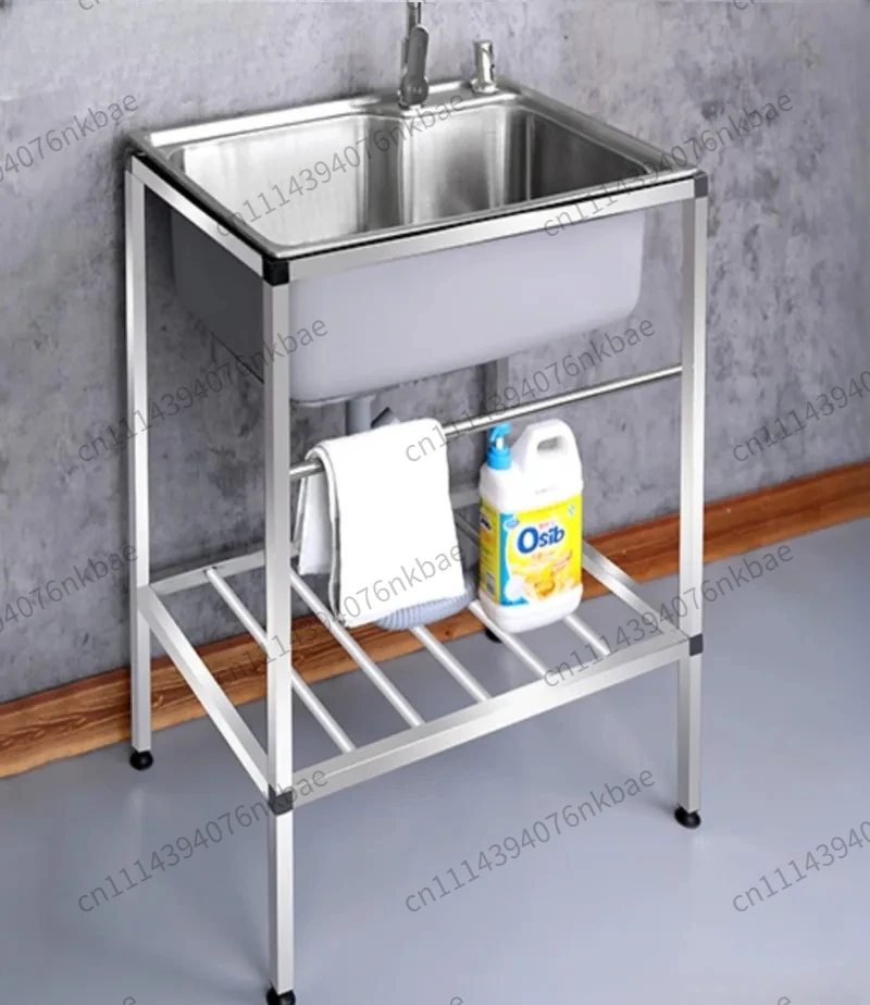 Freestanding Stainless Steel Sink Single Double Bowl Kitchen Washing Basin With Stand