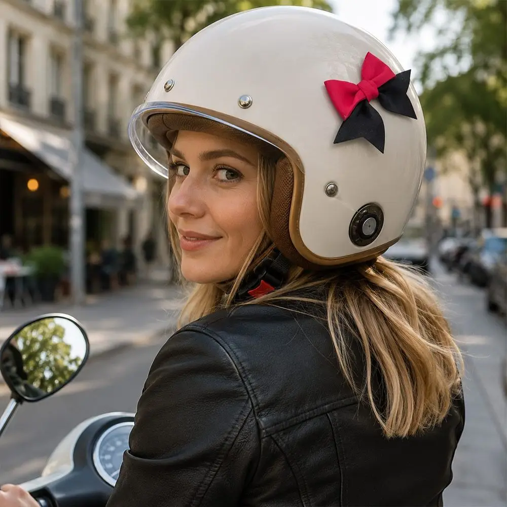 Fabric Scooter Bow Decoration Lightweight Self Adhesive Motorcycle Helmet Bow Multicolor Motorcycle Bow Ornament
