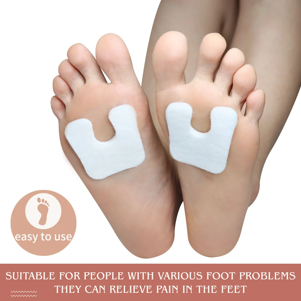 Pexmen 2Pcs U-Shaped Felt Callus Pads Self-Adhesive Forefoot Metatarsal Pads for Pain Relief Keep Calluses from Rubbing on Shoes