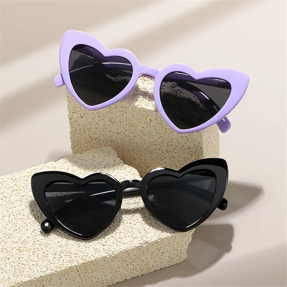 UV Protection Heart-Shaped Sunglasses Vintage Trendy Pink Heart Sun Glasses Irregular Fashion Street Shooting Shades for Women