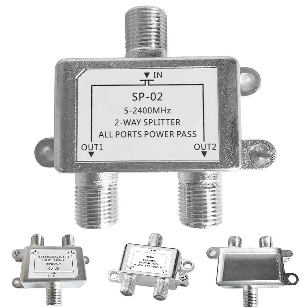 

2 Way Coaxial Cable Splitter 5-2400MHz Digital RG6 for Most TV Splitter Enhanced Signal Distribution Home television access O7S2
