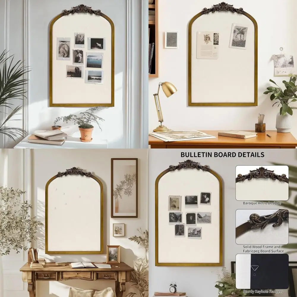 

Elegant 19x31 Antique Gold Wall Cork Board - Vintage Style for Unique Display and Organization