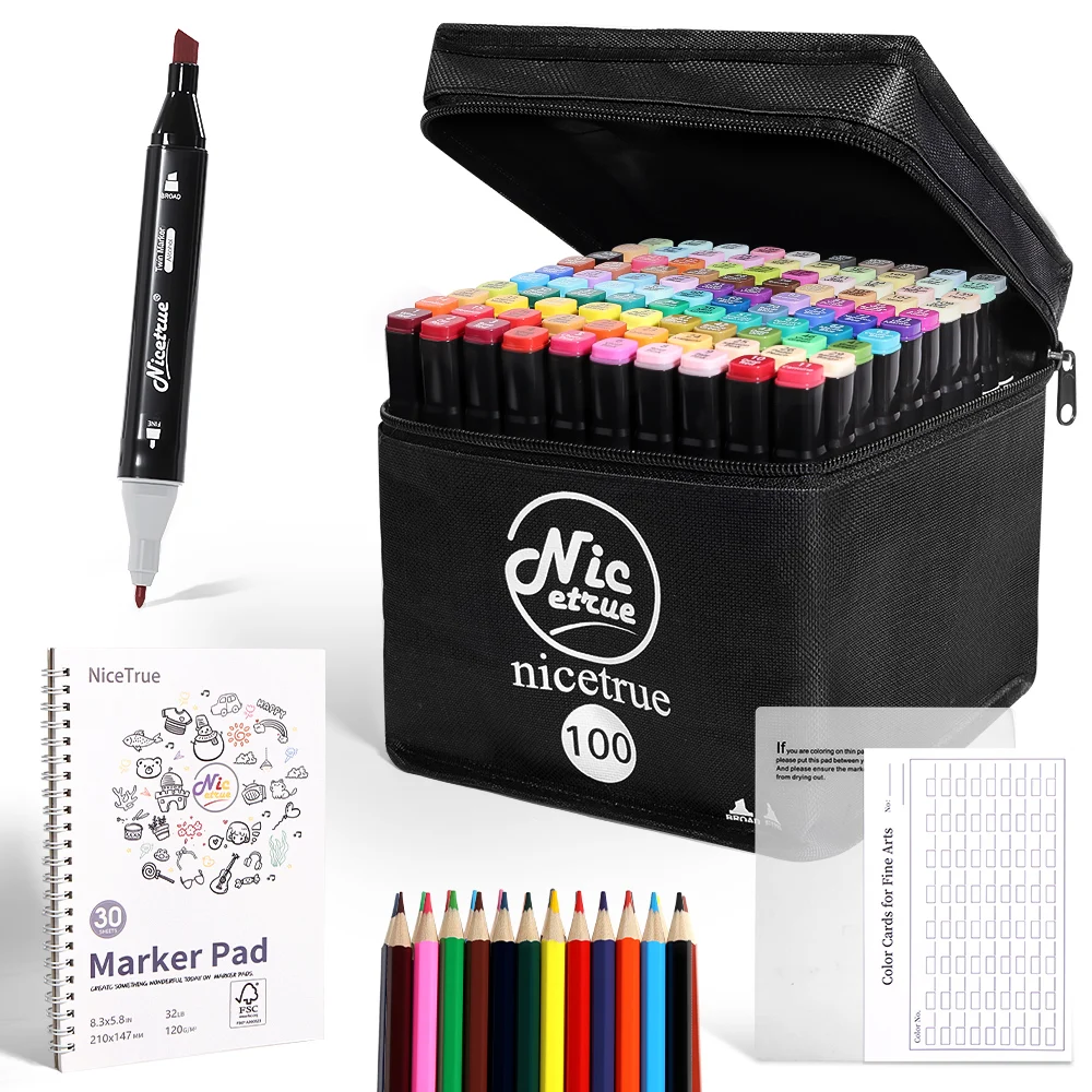 

Nicetrue 100 Colors Dual Tip Alcohol-based Comic Inking Art Marker Comic Panel Art Marker Set for Comic Book Artists Markers Set