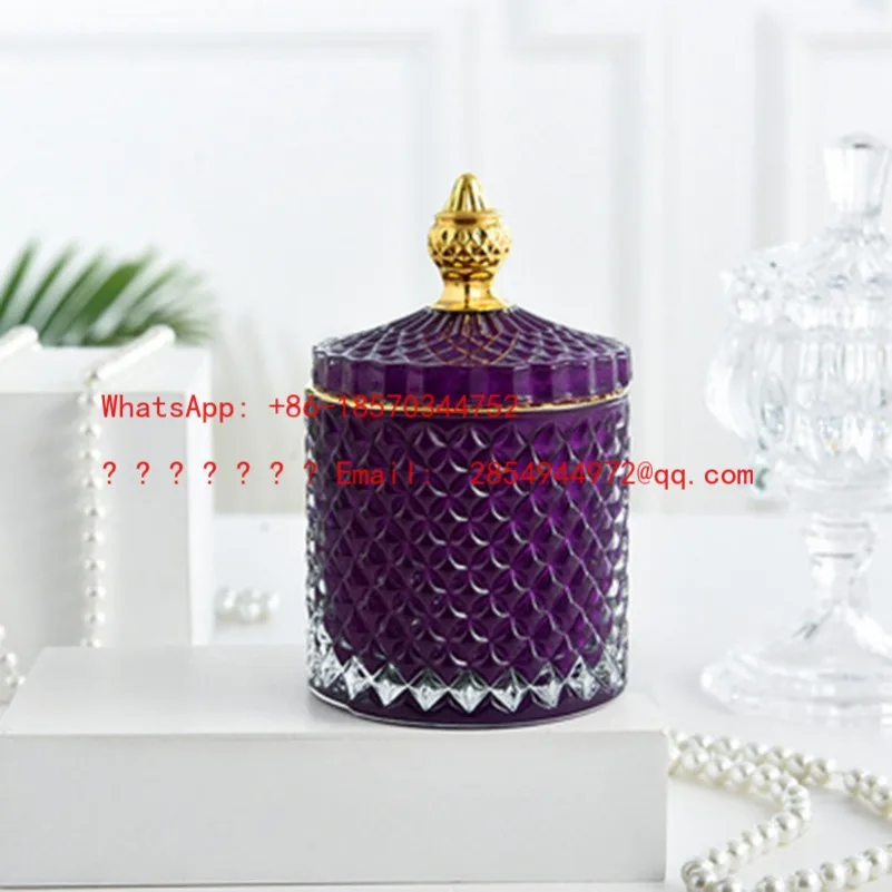 L   Luxury Multi Color Glass Storage Can with Lid Aromatherapy Bottle Minimalism