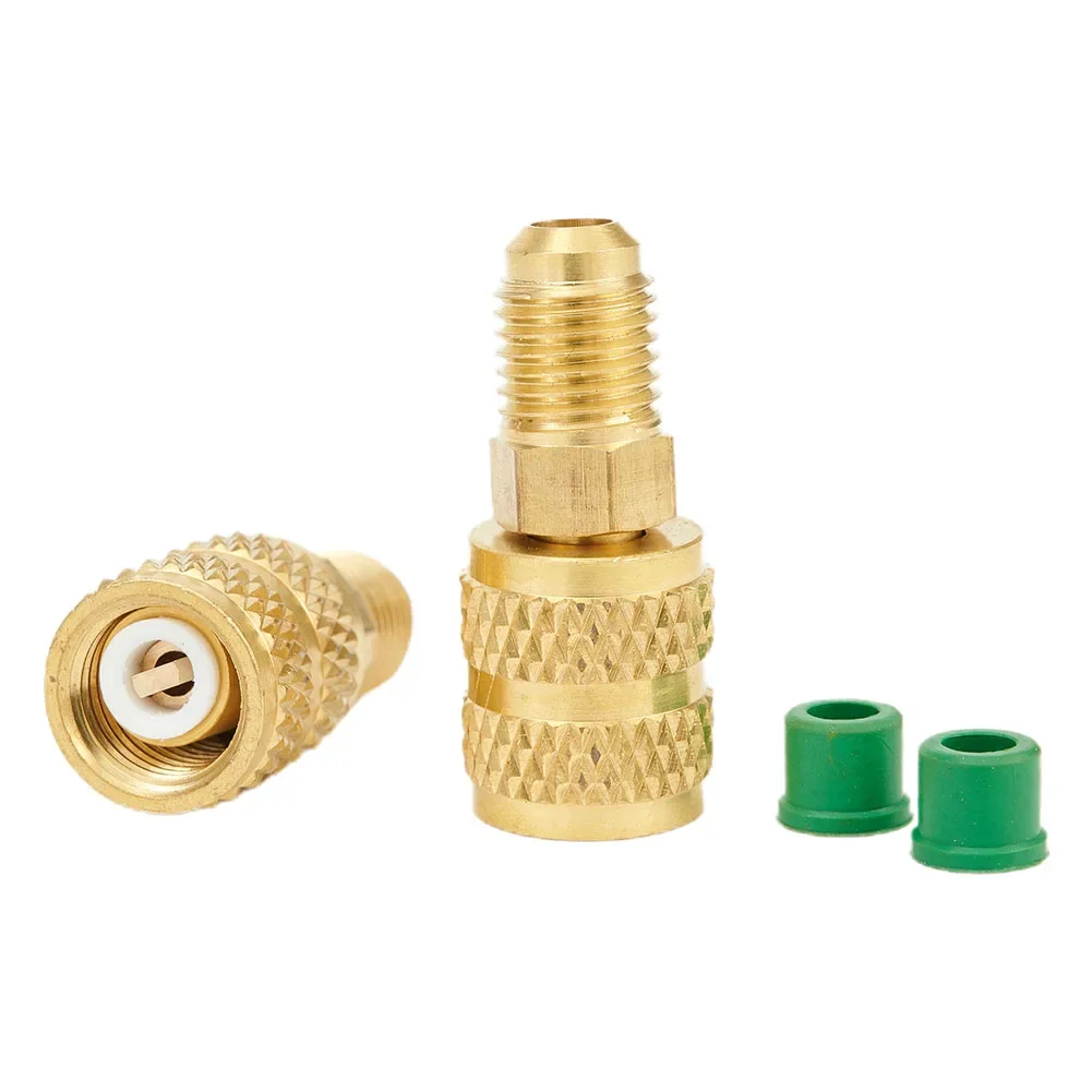 2pcs Brass R410a Adapters Female 5/16\" SAE Male 1/4\" SAE For R22 Adapter Connection Adapter Part Tool