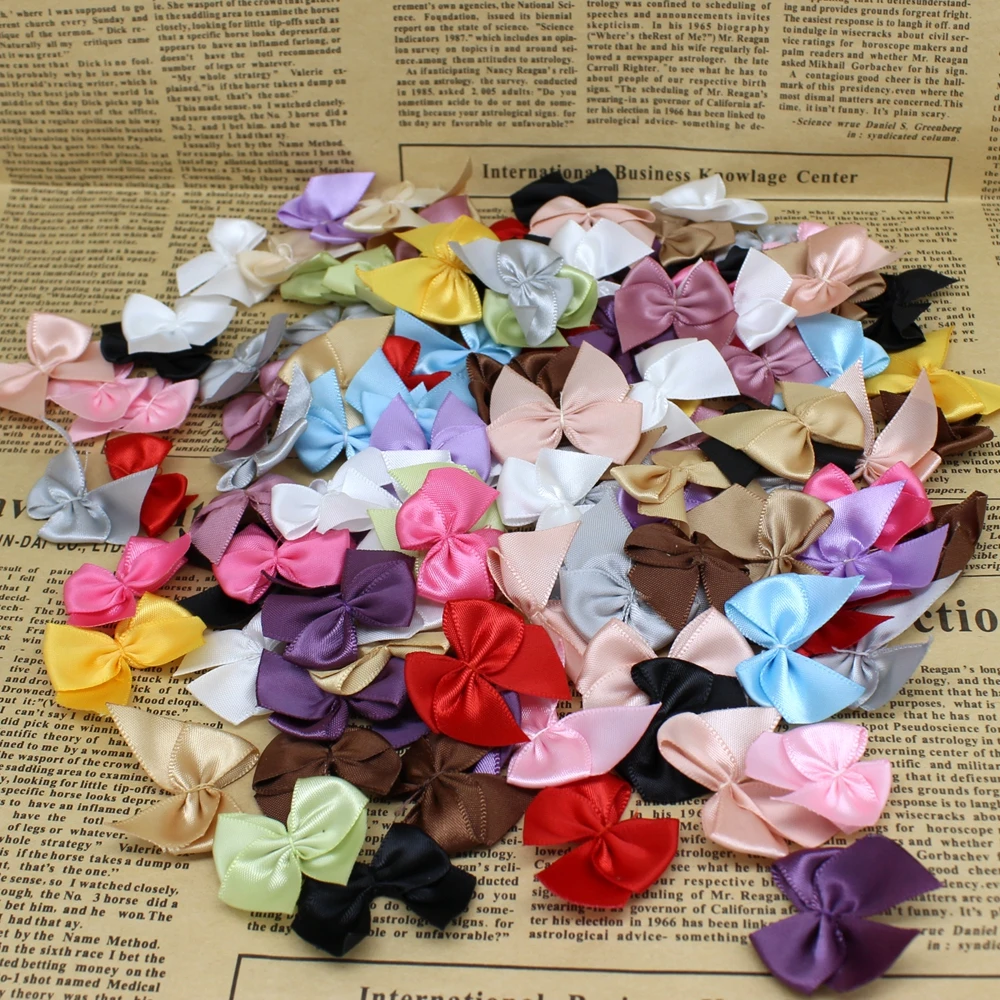 50Pcs Hand Satin Ribbon Bows Craft Supplie Wedding Party Decor Gift Packing Bowknots Sewing Headwear for Crafts DIY Christmas