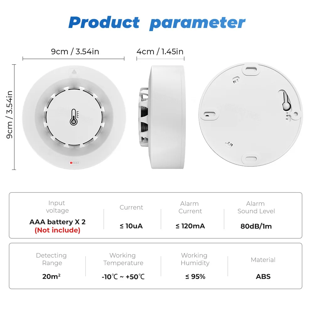 Tuya WiFi Smoke Alarm Temperature and Humidity Sensor Smoke Detector Fire Protection Alarm Smokehouse Combination Firefighters