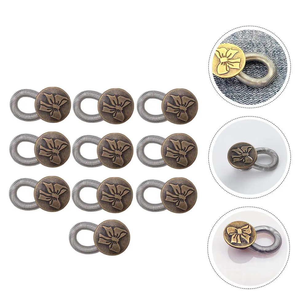 

10 Pcs Spring Waist-extended Button Jeans Waistline Pants Stretch Expander Alloy Extender Waistband Trouser Extenders