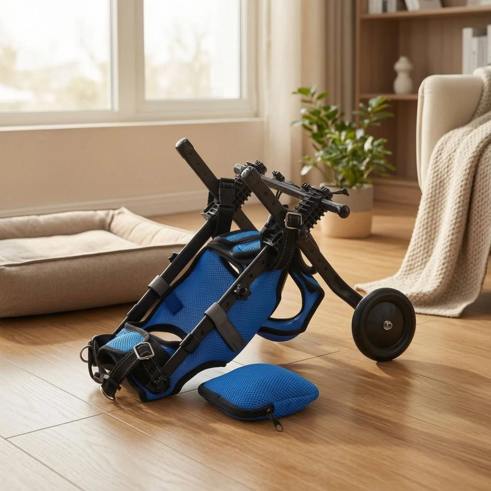 rear-leg-dog-wheelchair-padded-cushion-adjustable-pet-wheelchair-dog-mobility-cart