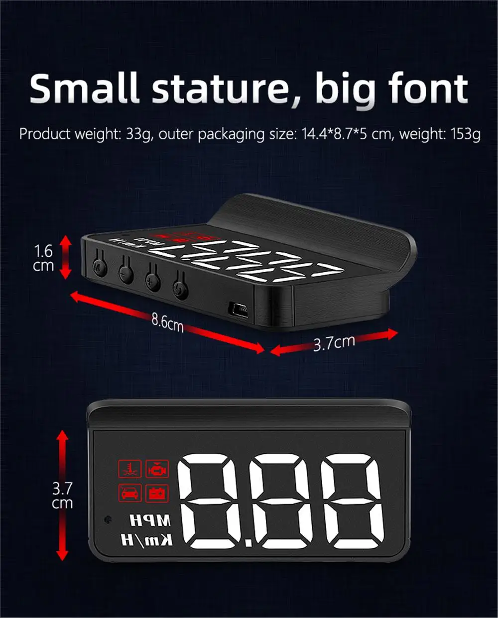 M3 OBD2 HUD Head-Up-Display OBD2 Auto-Geschwindigkeits-Bordcomputer Kraftstoffverbrauch mit Alarm Auto-Elektronik-Zubehör Glasprojektor – Detail 12