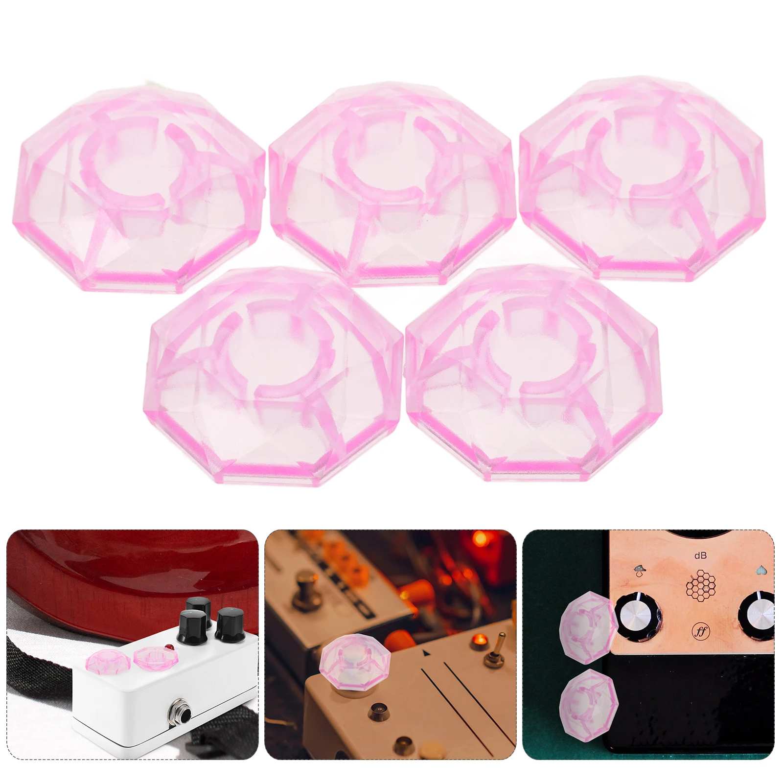 

5 Pcs Effect Pedal Cap Footswitch Topper Barefoot Electric Guitar Black Plastic Protector for Effects Knobs