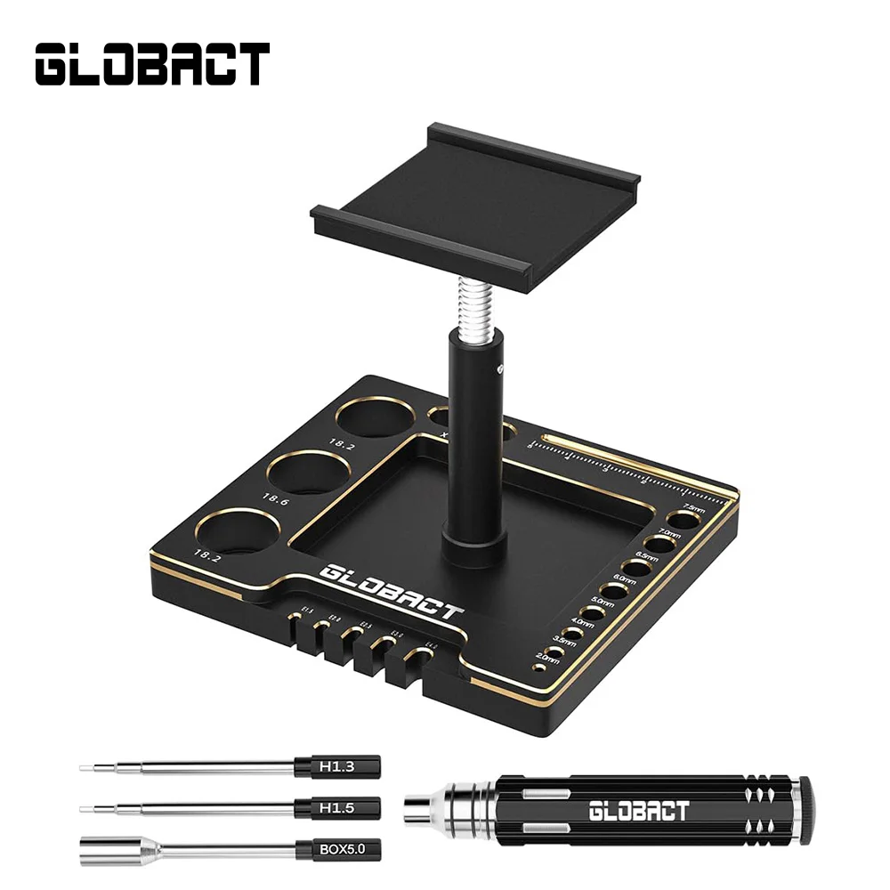 

GLOBACT RC Car 360° Rotation Lift Or Lower Stand Multifunctional with RC Screwdrivers for 1/16 1/18 1/24 RC Crawler Truck Buggy