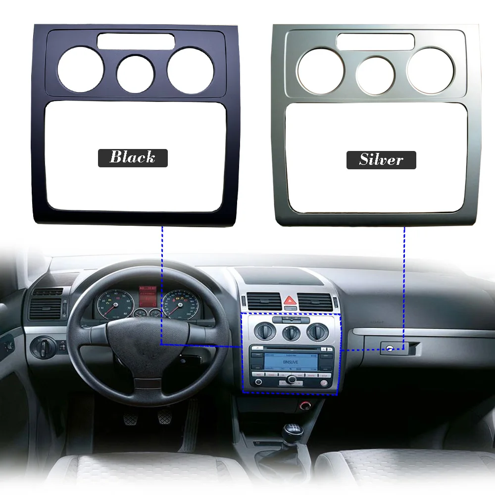 Roavia Car Intermediate Frame CD Box Air Conditioning Navigation Panel Frame Black Silver For Volkswagen VW Touran 2003-2008