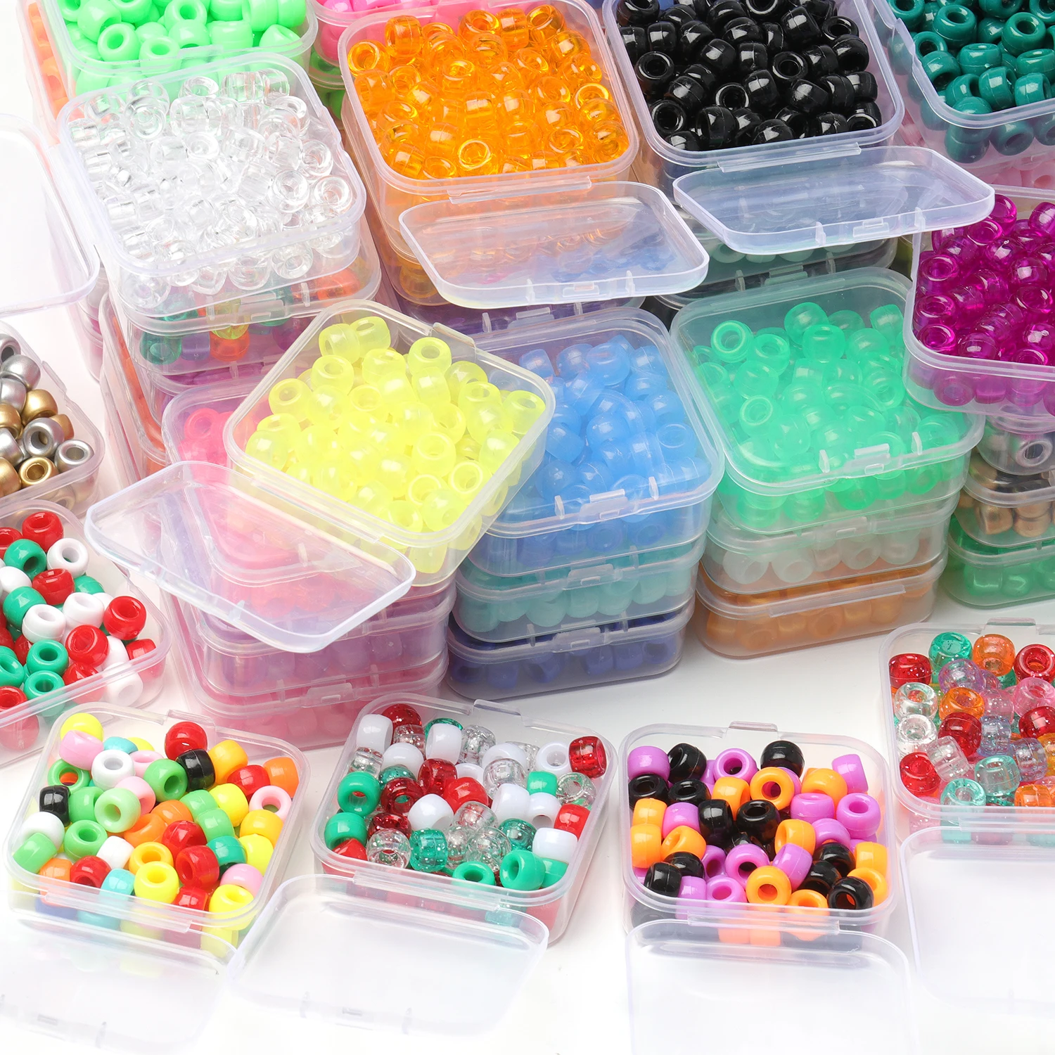 

6x9mm 80pcs/Box Multicolor Pony Acrylic Beads Handmade DIY Bracelet Necklace Loose Spacer Bead For Jewelry Making Accessories