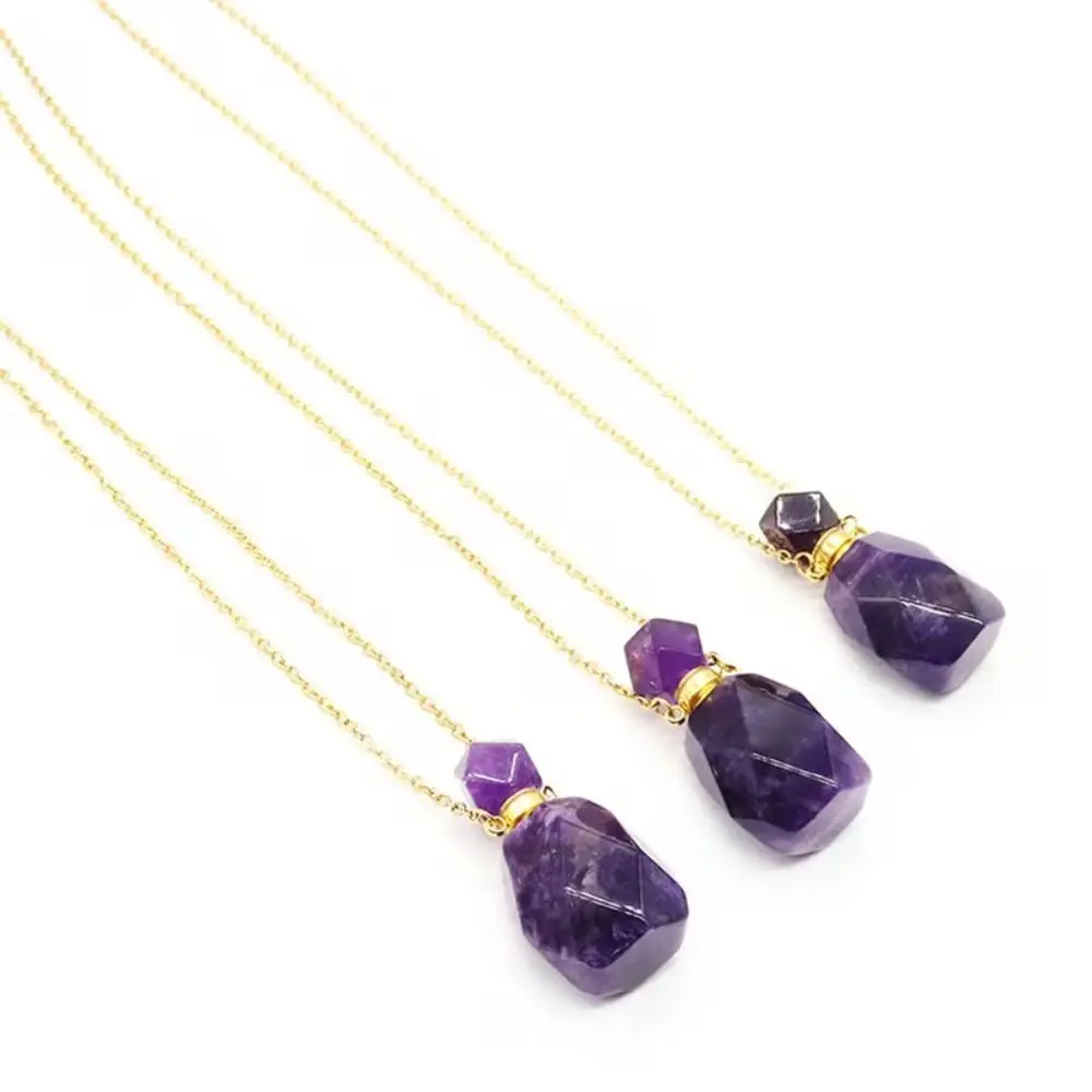 Twistable Threaded Bottle Bottle Necklace Bottle Empty 2 in1 Crystal Bottle Pendant Refilling Octagonal Shape
