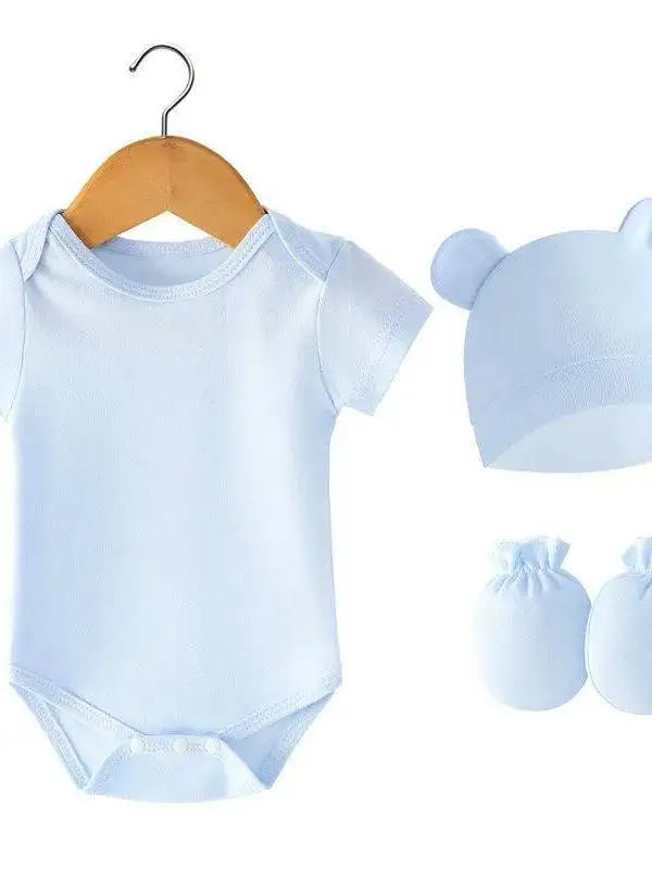 新生児用ボディスーツ3点セット-春夏2024コレクション-ソフトコットン製幼児服-ベビー服セット